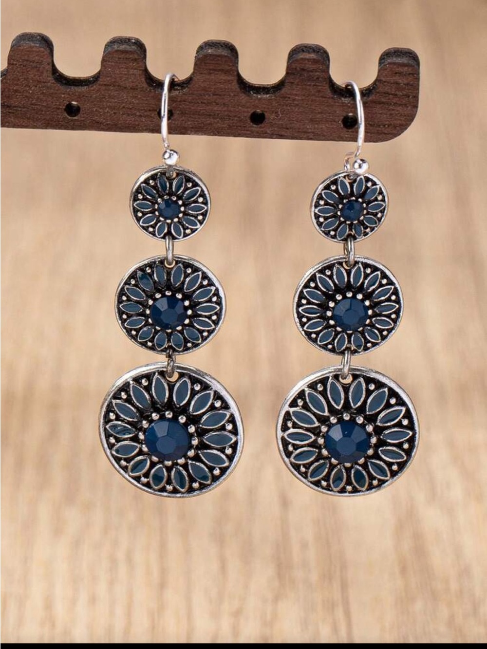 Blue Floral Drop Earrings - Unbranded